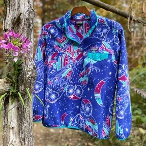 Patagonia Synchilla SnapT Women’s Lg Owl Harvest Moon Fleece Purple PreOwned